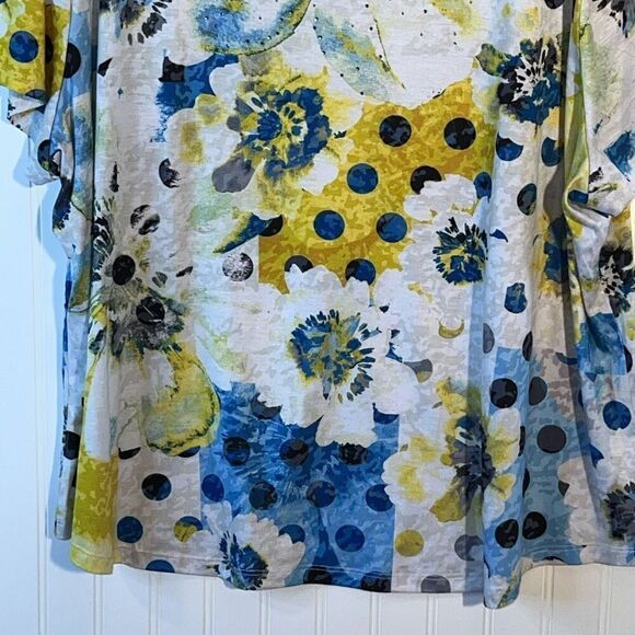 Allison Daley Pullover Top Women 3Xlarge Embellished Rhinestone Floral Short SLV - Picture 4 of 10